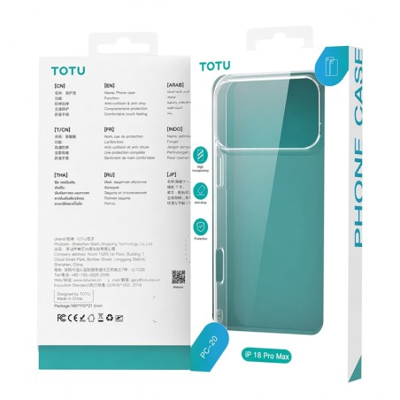 قاب کریستالی آیفون 18 پرو مکس برند TOTU