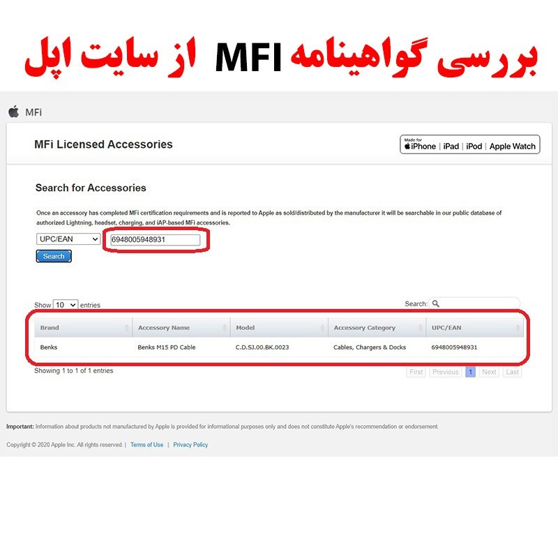 کابل یو اس بی سی به لایتنینگ MFI مدل M15 برند BENKS