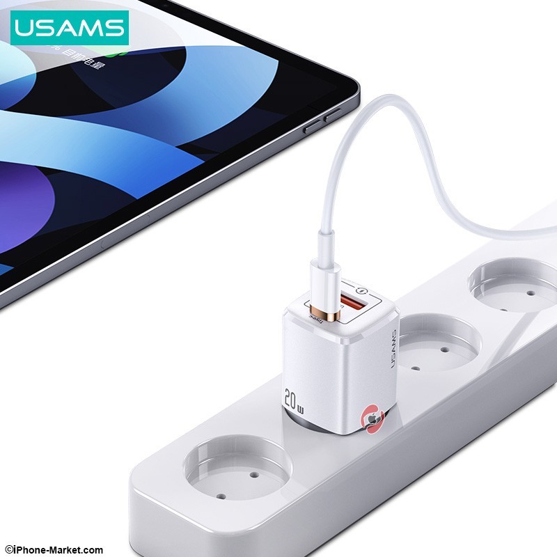 شارژر دیواری 20 وات 2 پورت USAMS US-CC128 QC3.0 PD