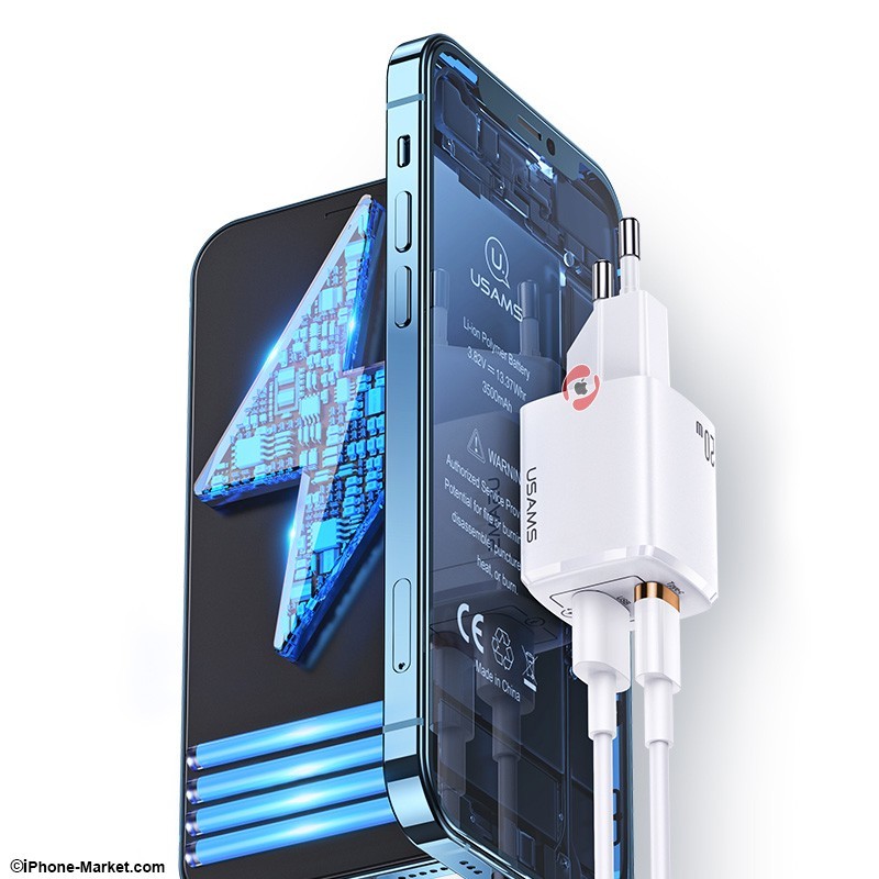 شارژر دیواری 20 وات 2 پورت USAMS US-CC128 QC3.0 PD