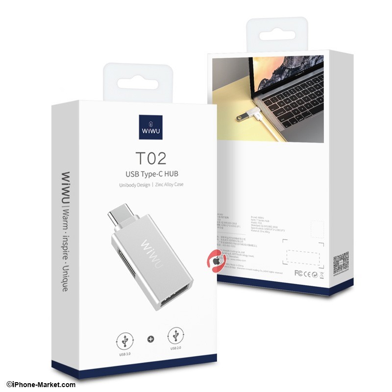 WiWU T02 Type-C to Dual USB Adapter