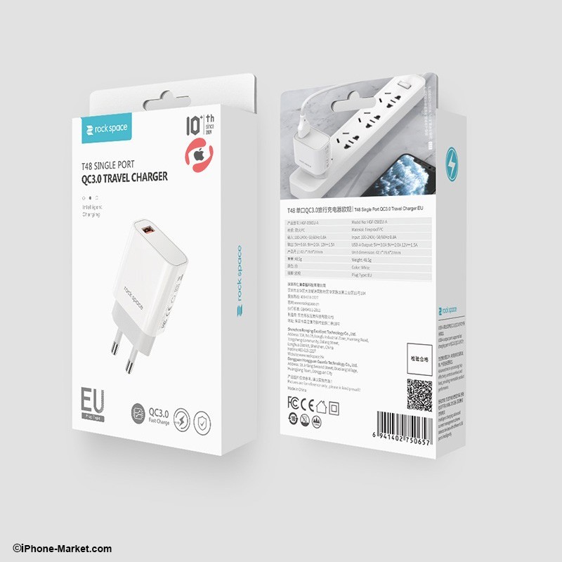 Rock Space T48 Single Port 18W Travel Charger