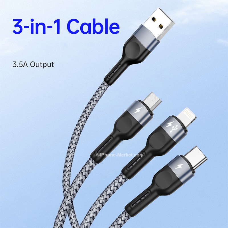 DUZZONA A3 3-in-1 Cable Lightning USB C Micro