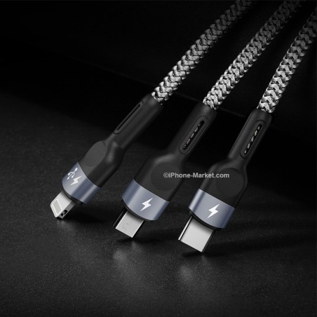 DUZZONA A3 3-in-1 Cable Lightning USB C Micro