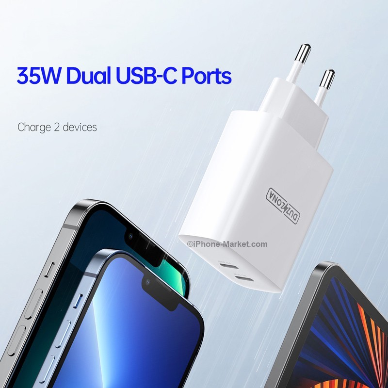 DUZZONA T4 PD 35W Wall Charger Dual USB-C Ports