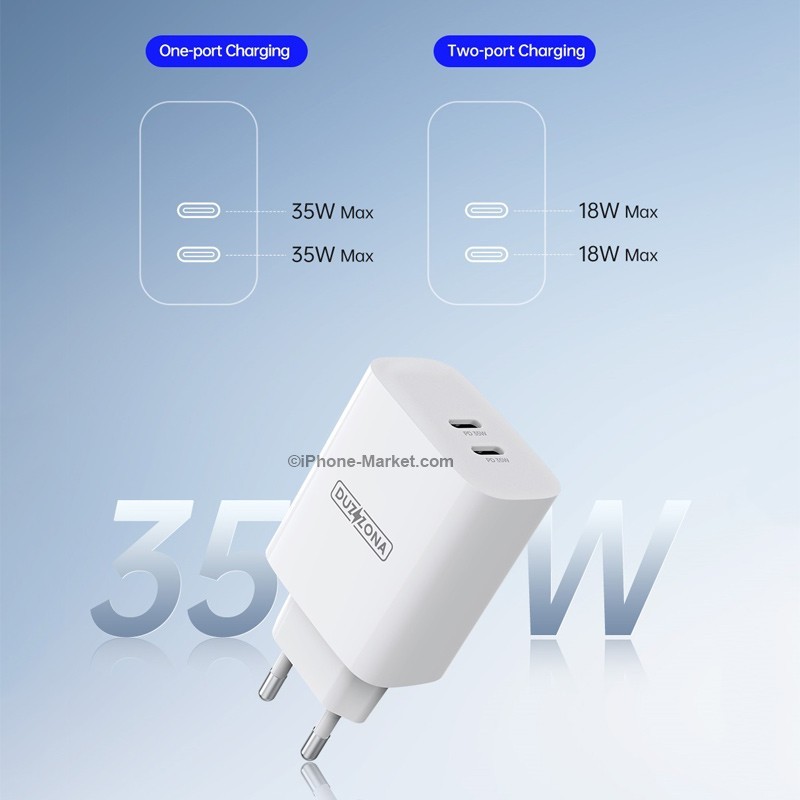 DUZZONA T4 PD 35W Wall Charger Dual USB-C Ports