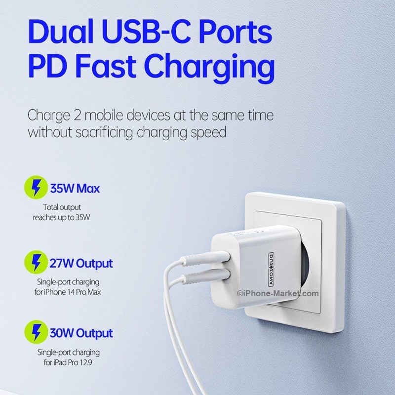 DUZZONA T4 PD 35W Wall Charger Dual USB-C Ports